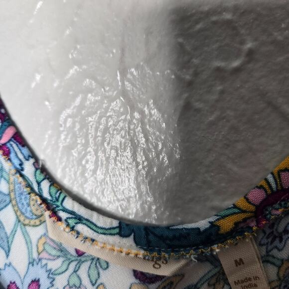 Soft Surroundings Womens Med Sundress Paisley Floral Tiered Midi Beach Boho Blue - Picture 4 of 6